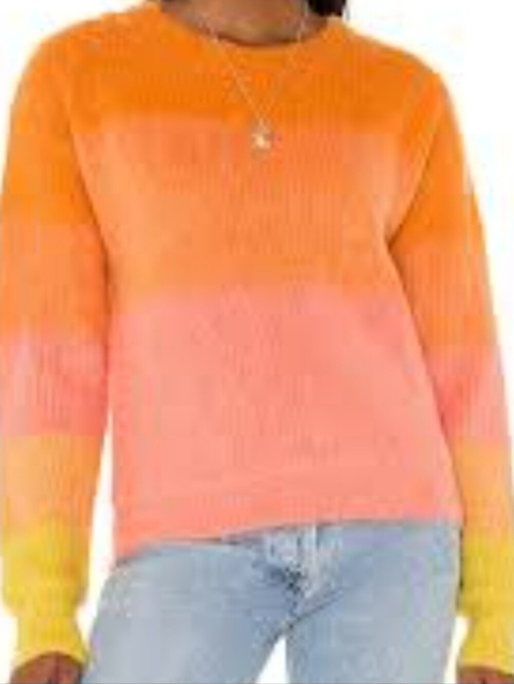 Free People Autumn Sky Ombre Pullover Sweater Fuzzy Wool Blend Crew Neck S